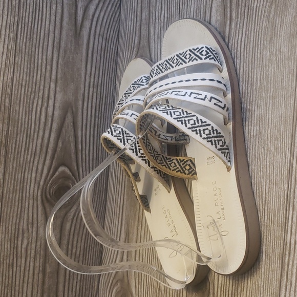 Joie la plage white and black embroidery multistrap slide flat sandals 39 - Picture 3 of 7